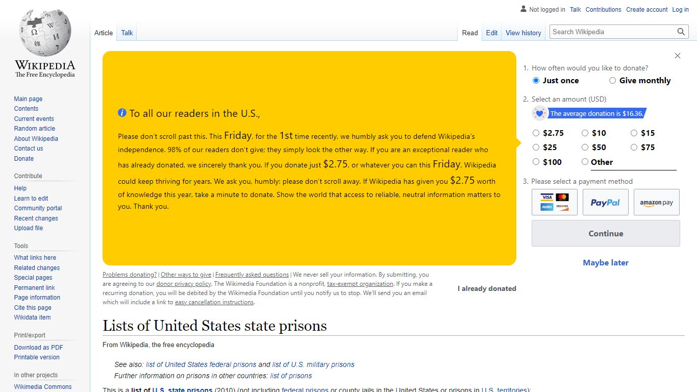 Lists of United States state prisons - Wikipedia