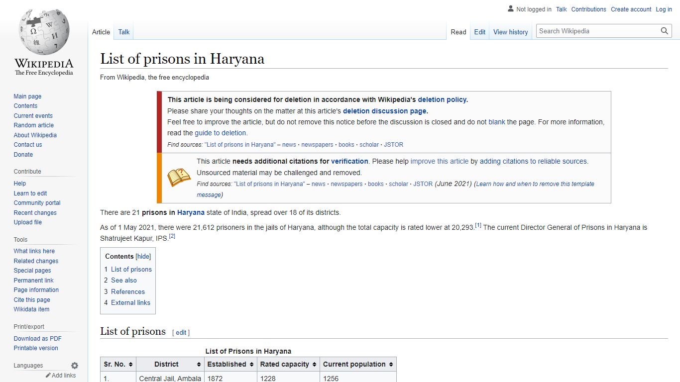 List of prisons in Haryana - Wikipedia